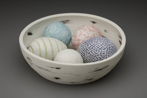 Birch Bowl with Five Egg Rattles III