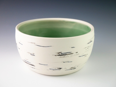 Birch Bowl with Spring Green