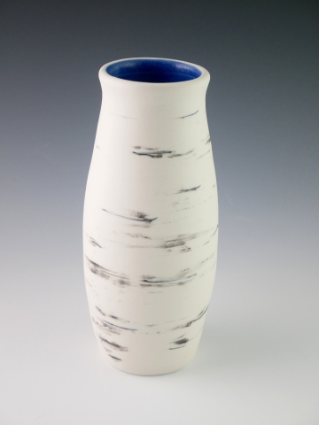 Tall Birch Vase with Royal Blue